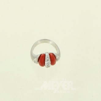Ring mit Karneol u. 11 Brillanten von zus. ca. 0,40ct