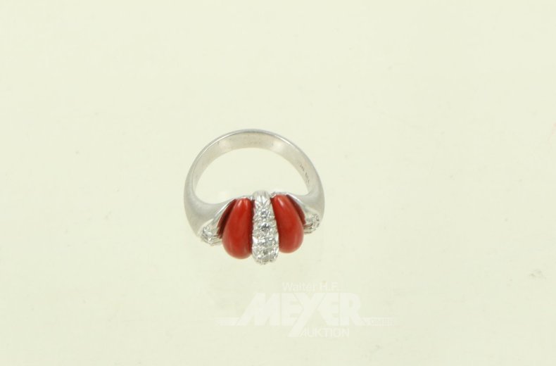 Ring mit Karneol u. 11 Brillanten von zus. ca. 0,40ct