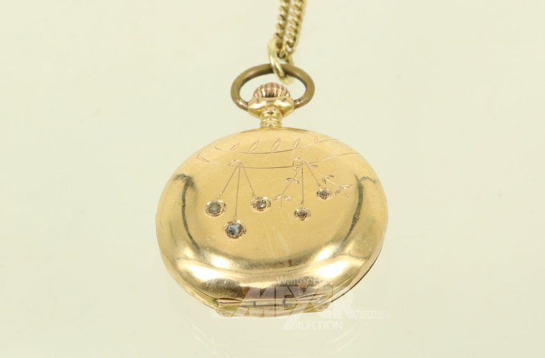 Kl. Taschenuhr mit 5 Diamantrosen