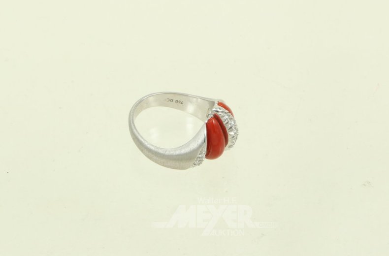 Ring mit Karneol u. 11 Brillanten von zus. ca. 0,40ct
