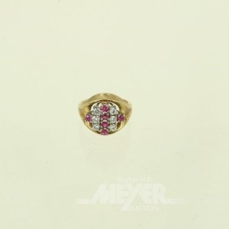 Ring mit 6 kl. Rubinen u. 6 Brillanten von ges. ca. 0,46ct