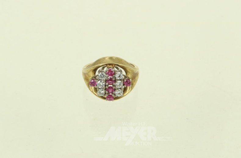 Ring mit 6 kl. Rubinen u. 6 Brillanten von ges. ca. 0,46ct