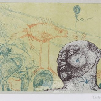 Farblithographie "Die kleine Versuchung des Antonius"
