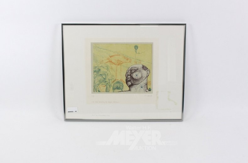 Farblithographie "Die kleine Versuchung des Antonius"