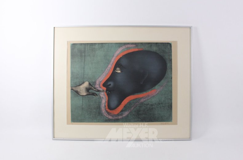 Farblithographie "Paul Halts Maul"