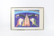 Farblithographie "Dämonischer Sexgott und Paar"