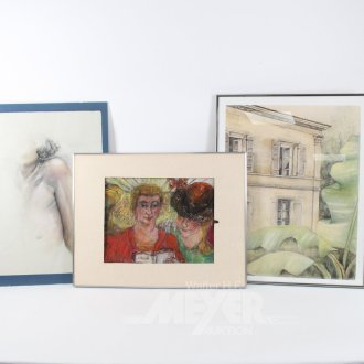 3 versch. Bilder, gerahmt
