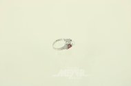 Ring mit Perle u. 4 kl. Rubinen