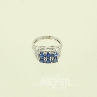 Ring mit 6 Saphiren u. 6 kl. Diamanten