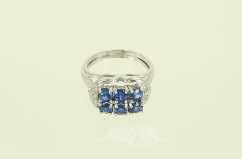 Ring mit 6 Saphiren u. 6 kl. Diamanten