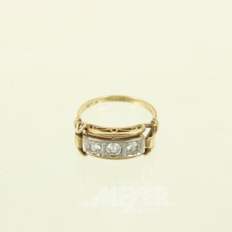 Damenring,besetzt mit 3 kl. Brillanten von zus. ca. 0,30ct