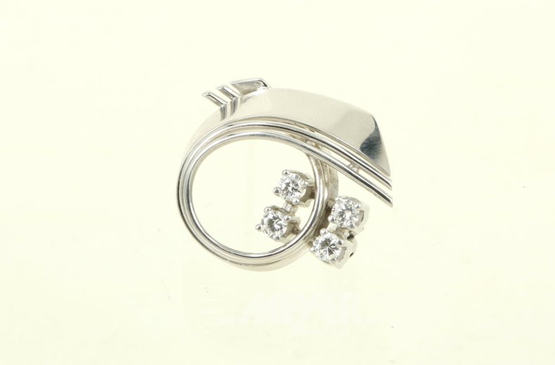 Kl. Brosche, besetzt mit 4 kl. Brillanten von zus. ca. 0,40ct