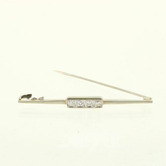 Zarte Stabnadel, besetzt mit 4 kl. Brillanten von zus. ca. 0,25ct