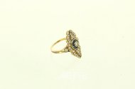 Ring, Navettform mit kl. Brillanten und Saphiren