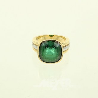 moderner Ring mit einem gr. facettierten Turmalin