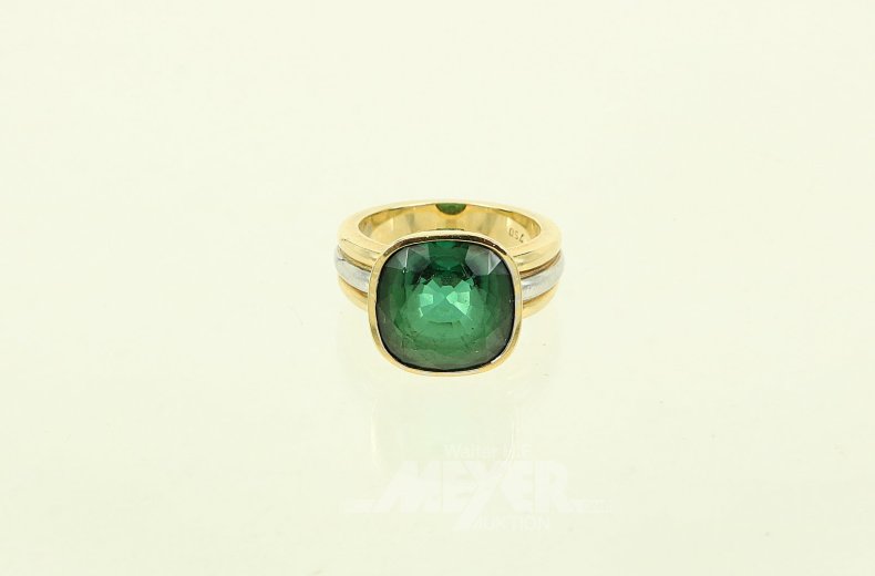 moderner Ring mit einem gr. facettierten Turmalin