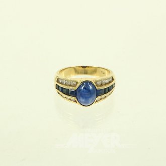 Bandring mit 1 Saphir-Cabochon