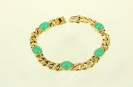 Flachpanzerarmband mit 5 Chrysopras-Cabochons