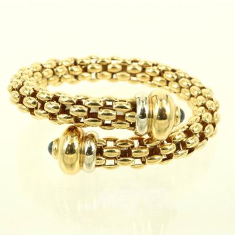 Armreif/Spange offen mit 2 Safir-Cabouchons