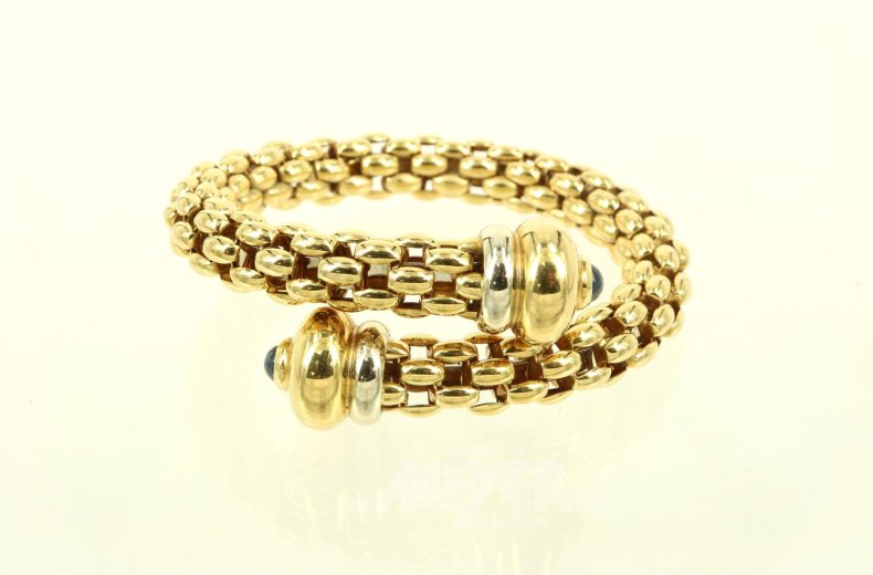 Armreif/Spange offen mit 2 Safir-Cabouchons