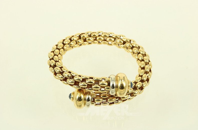 Armreif/Spange offen mit 2 Safir-Cabouchons