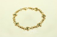 Gliederarmband mit 6 kl. grünen Farbsteinen, vermutlich portugisisch