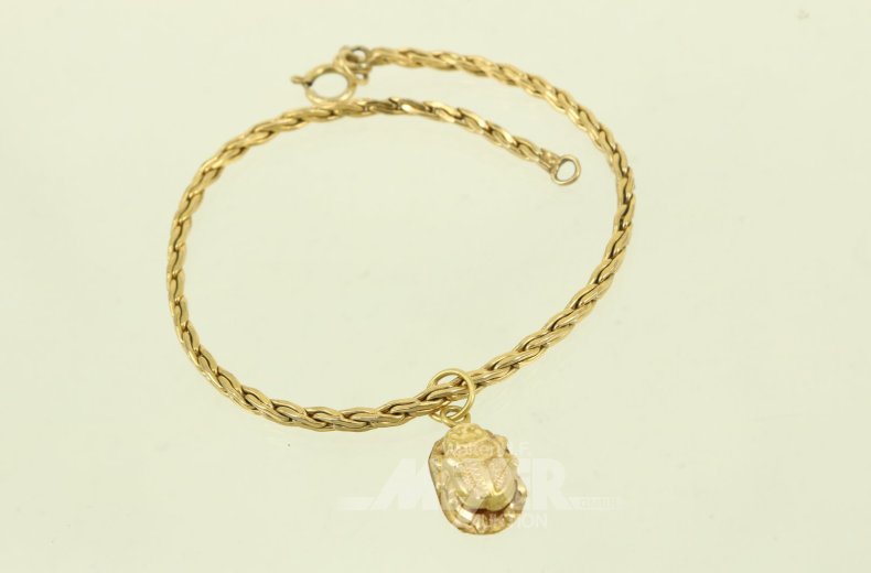 Armband in 585 GG mit Anhänger "Skarabäus"