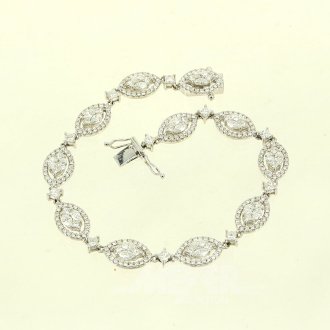 Navett-Gliederarmband, voll ausgefasst mit Diamant-Navetten