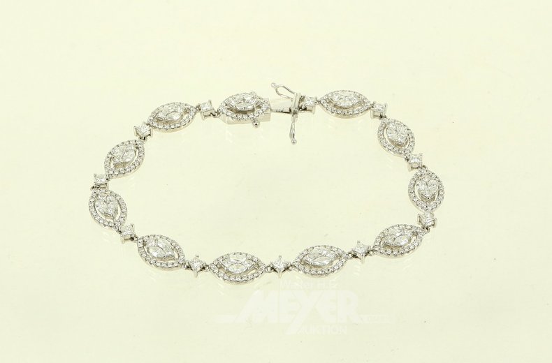 Navett-Gliederarmband, voll ausgefasst mit Diamant-Navetten