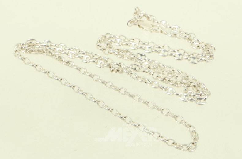 Kette in 925er Silber, mit Bohnengliedern
