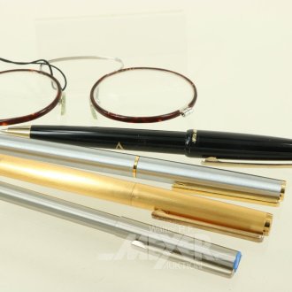 4 Versch. Schreibgeräte u. 1 Lesebrille