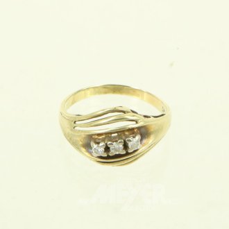 Damenring mit 3 kl. Brillanen von ca. 0,15ct