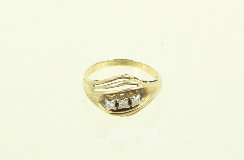 Damenring mit 3 kl. Brillanen von ca. 0,15ct