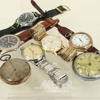 14 Versch. Armband- u. Taschenuhren