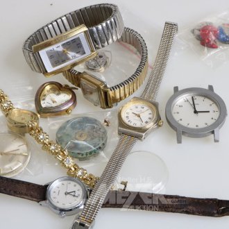 kl. Konvolut Herren- u. Damaenarmbanduhren