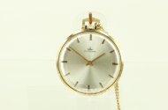 Taschenuhr, vergoldet, mit Uhrenkette in 585 GG