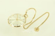 Taschenuhr, vergoldet, mit Uhrenkette in 585 GG