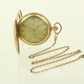 Taschenuhr, doubliert, mit Uhrenkette in 333 GG