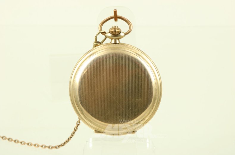 Taschenuhr, doubliert, mit Uhrenkette in 333 GG