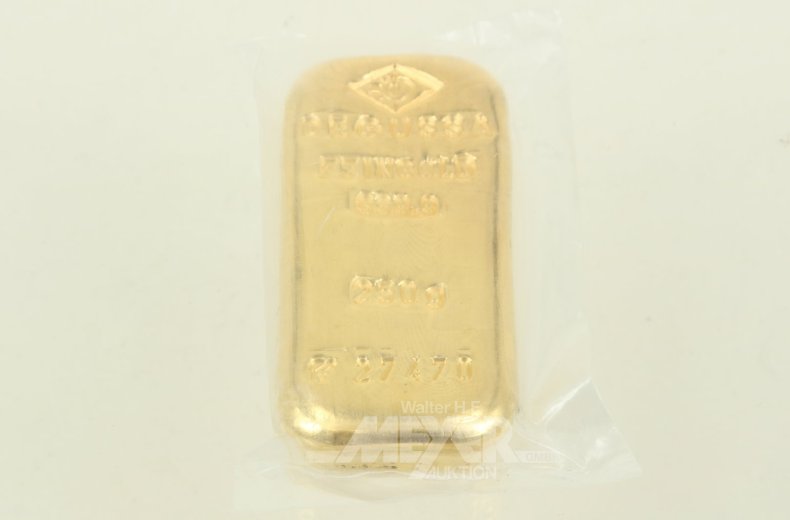 Goldbarren, Degussa, gegossen
