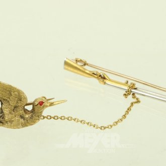 2-tlge Anstecknadel mit Jagdmotiv