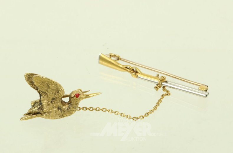 2-tlge Anstecknadel mit Jagdmotiv