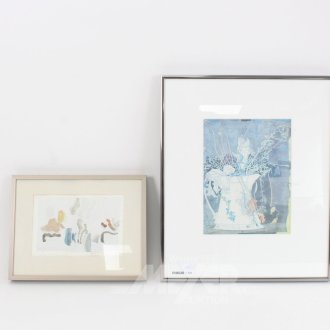 2 Kunstwerke, bestehend aus 1 Aquarell und 1 Kunstdruck