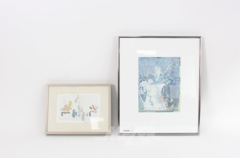 2 Kunstwerke, bestehend aus 1 Aquarell und 1 Kunstdruck