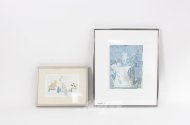 2 Kunstwerke, bestehend aus 1 Aquarell und 1 Kunstdruck