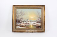 Gemälde "Winterliche Landschaft mit Mühle"