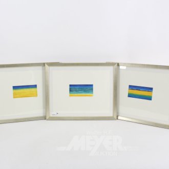 Bilderserie, 3-tlg. "Stilisierte Landschaften u. Meeresansicht"