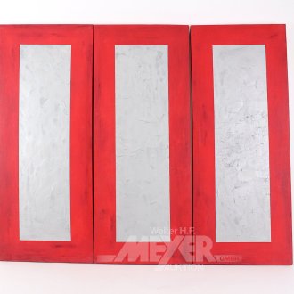 modernes Triptychon in Rot u. Silber