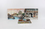 7 Gemälde mit historischen Stadtansichten von Hamburg