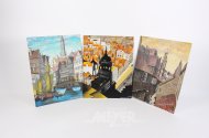 6 Gemälde mit historischen Stadtansichten von Hamburg